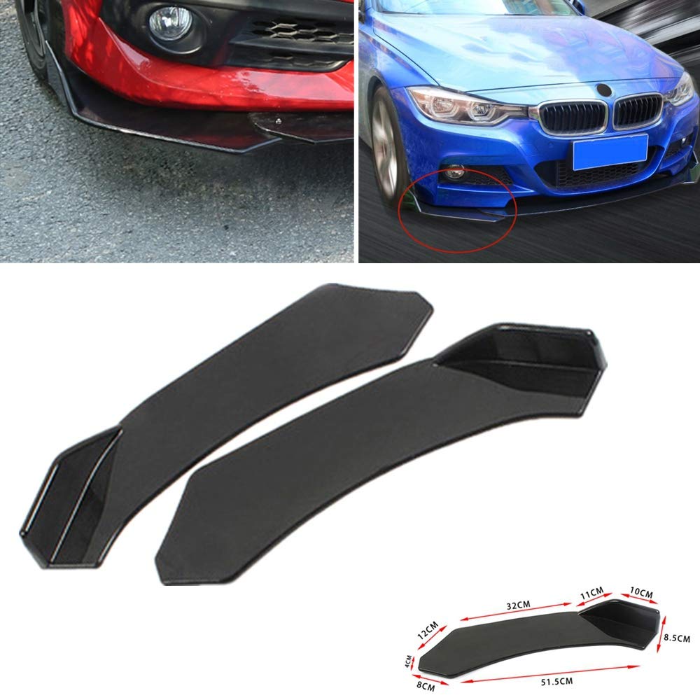 TORR 2 Piezas Parachoques Delantero Universal de la Pala del Coche Spoiler ABS con Divisor de Labios Negro