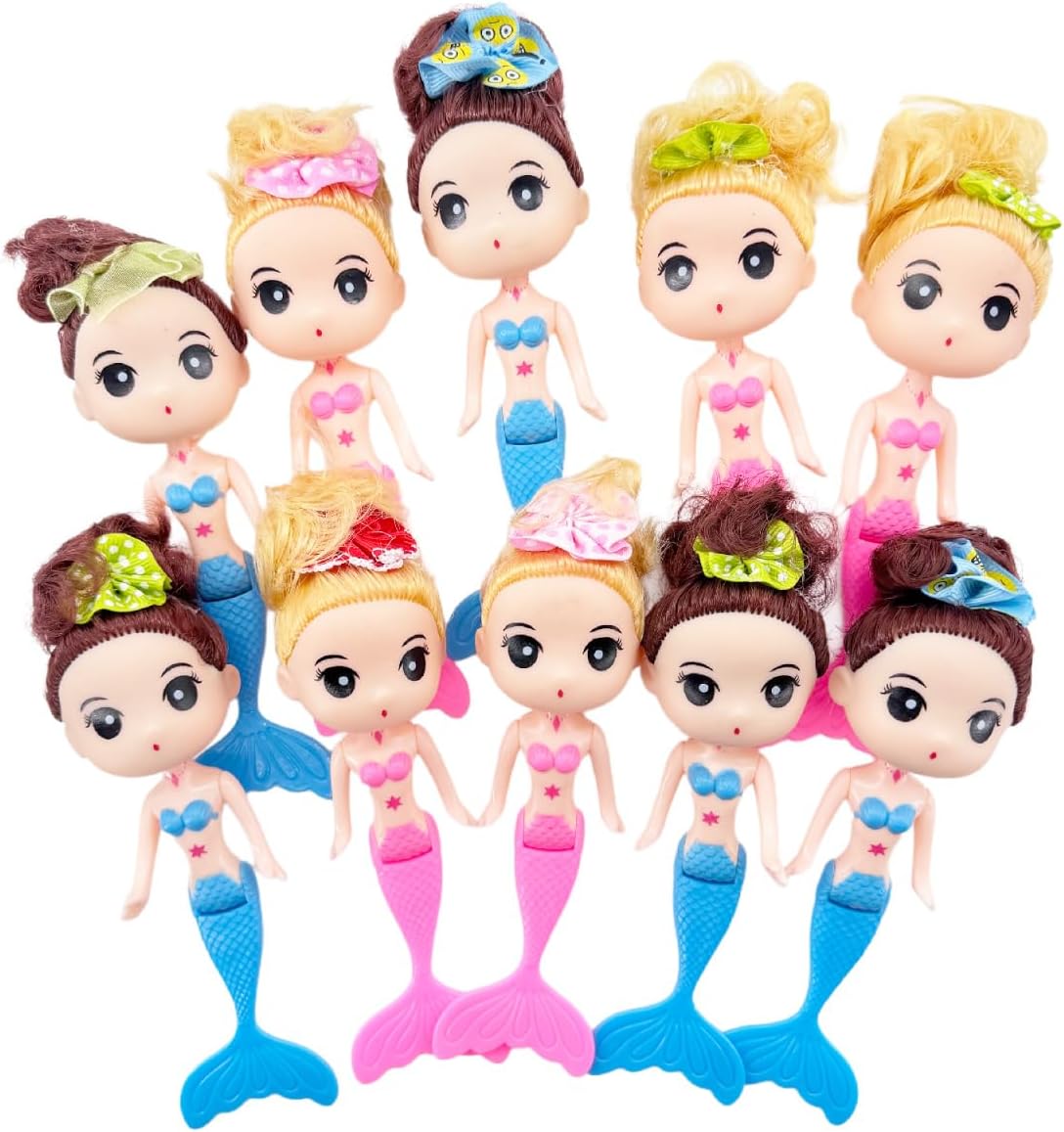 HYSTYLE 10 Pcs Mermaid Figurines, Doll Cake Toppers, Figure Collection Playset, Ocean Princess Toy, Birthday Cake Decoration
