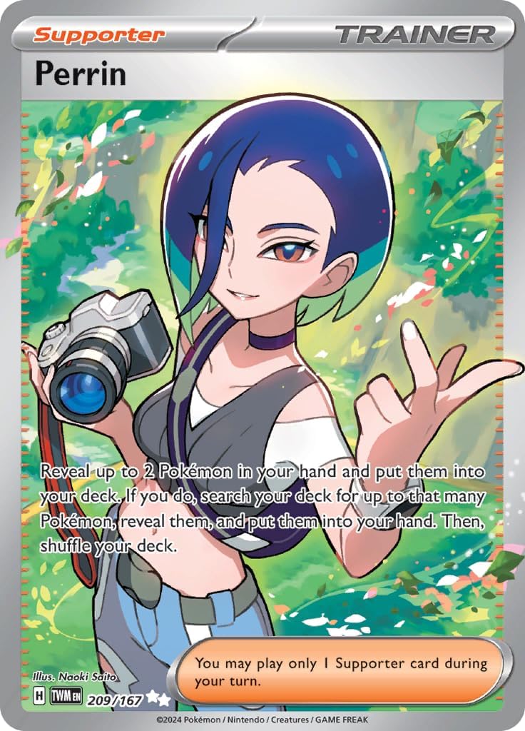 Pokemon – Perrin 209/167 – Twilight Masquerade – Full Art Suppoter Card – Secret Rare
