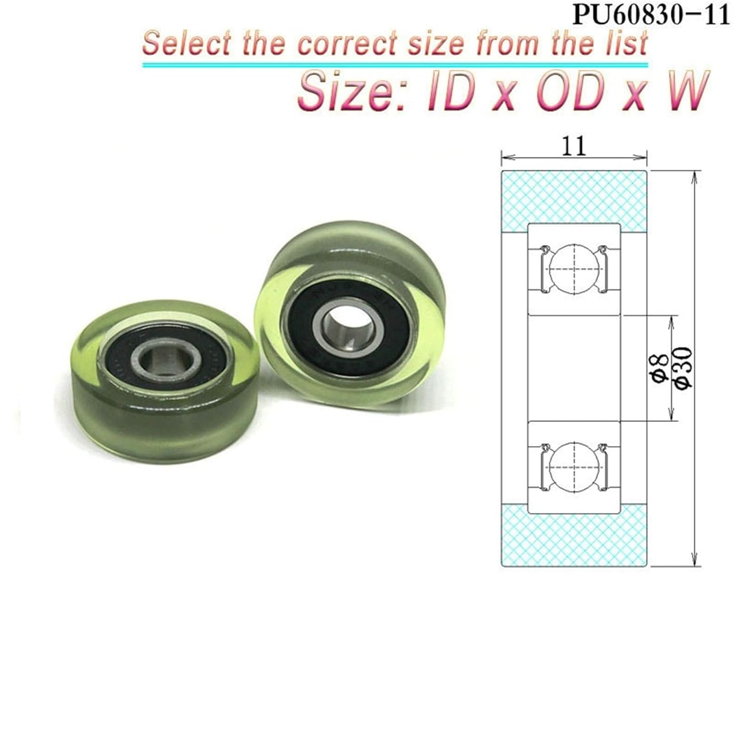 6x26x10mm ハイグレード移動ドア ミュート PUプーリー PU62626-10 OD 26mm アウターベアリングローラー
