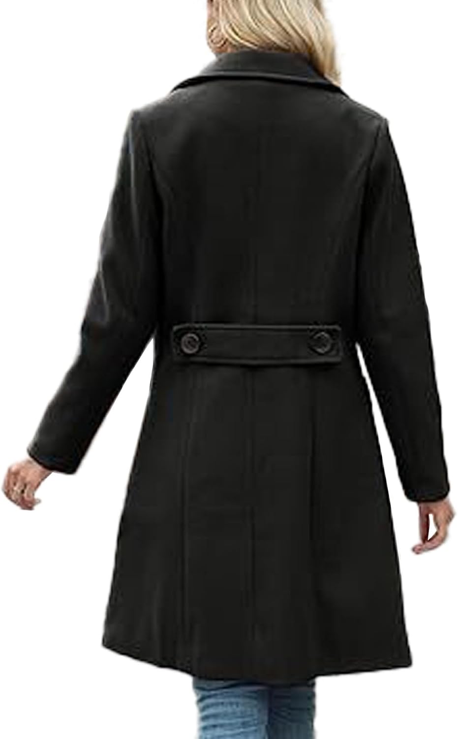 ECDAHICC Women's Winter Overcoat Long Lapel Collar Double-Breasted Midi Peacoat Casual Coat with Pockets - Image 5