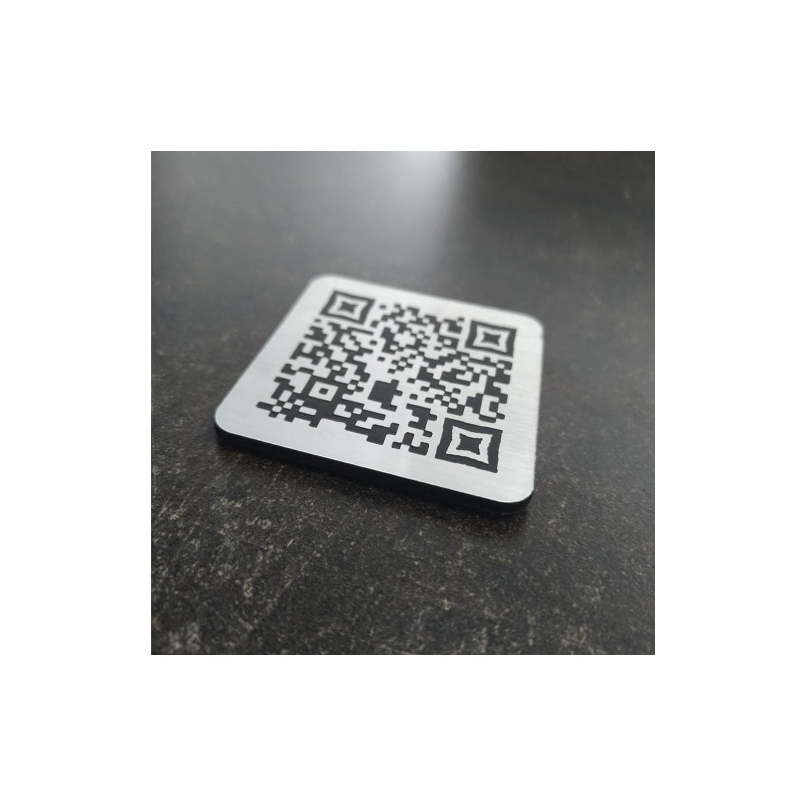 DECOHO - Menu sans contact pictogramme carré QR Code pour présentation menu hôtel restaurant - Couleur argent brossé - Argent
