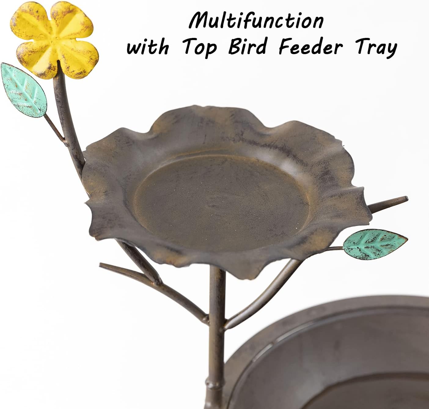 Bird Baths for Outdoors, Cast Iron Birdbaths Pedestal, Metal Copper Bird Water Bath, Antique Garden Yard Standing Bird Feeder, Decorative Heavy Duty Birdbath Bowl, 2.55”D x 36.2”H