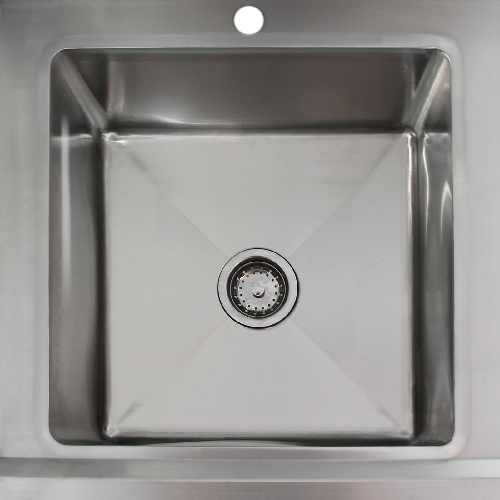 Évier Cuisine Commercial en Acier Inoxydable & Robinet de Pré-rinçage - Drainage Egouttoir à Droite- Parfait pour Restaurants, Cantines, ... [Bouchons & Microfibres GRATUITS]