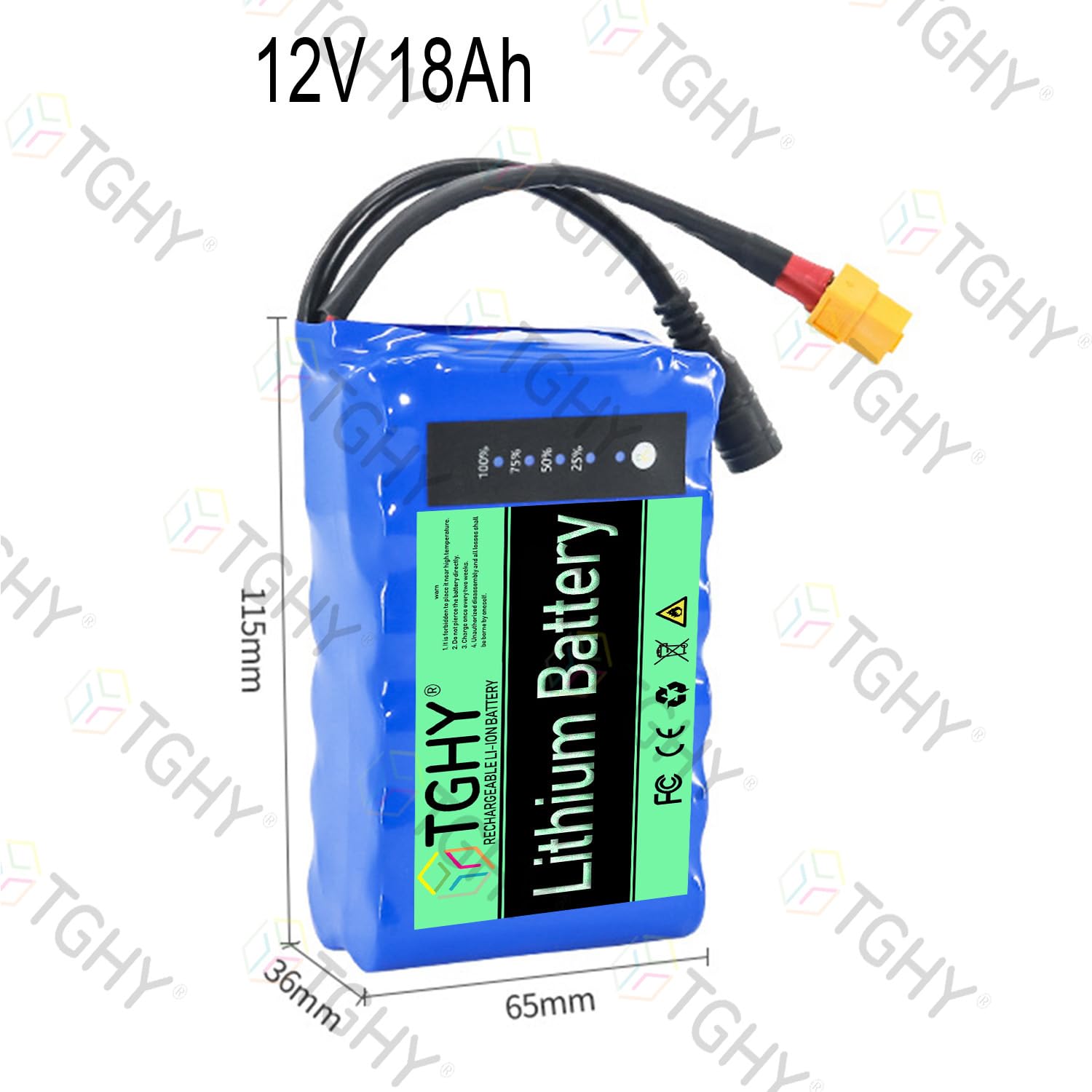 TGHY Batería de 12 voltios para Barco de Pesca con Cebo, batería de 12 V para Barco RC Tipo Nido, baterías de Litio de 18 Ah a 30 Ah con Cargador para arrastrero motorizado,12v 18ah