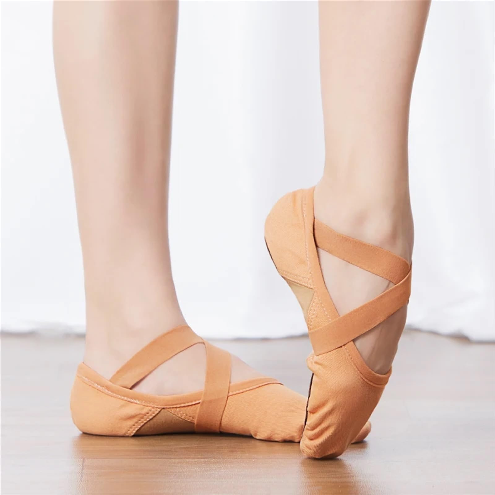 Zapatillas de Ballet Zapatillas de Ballet for Mujeres y niñas, Bailarinas elásticas, Zapatillas de Ballet de Tela elástica con un Solo cordón.(Beige,31)