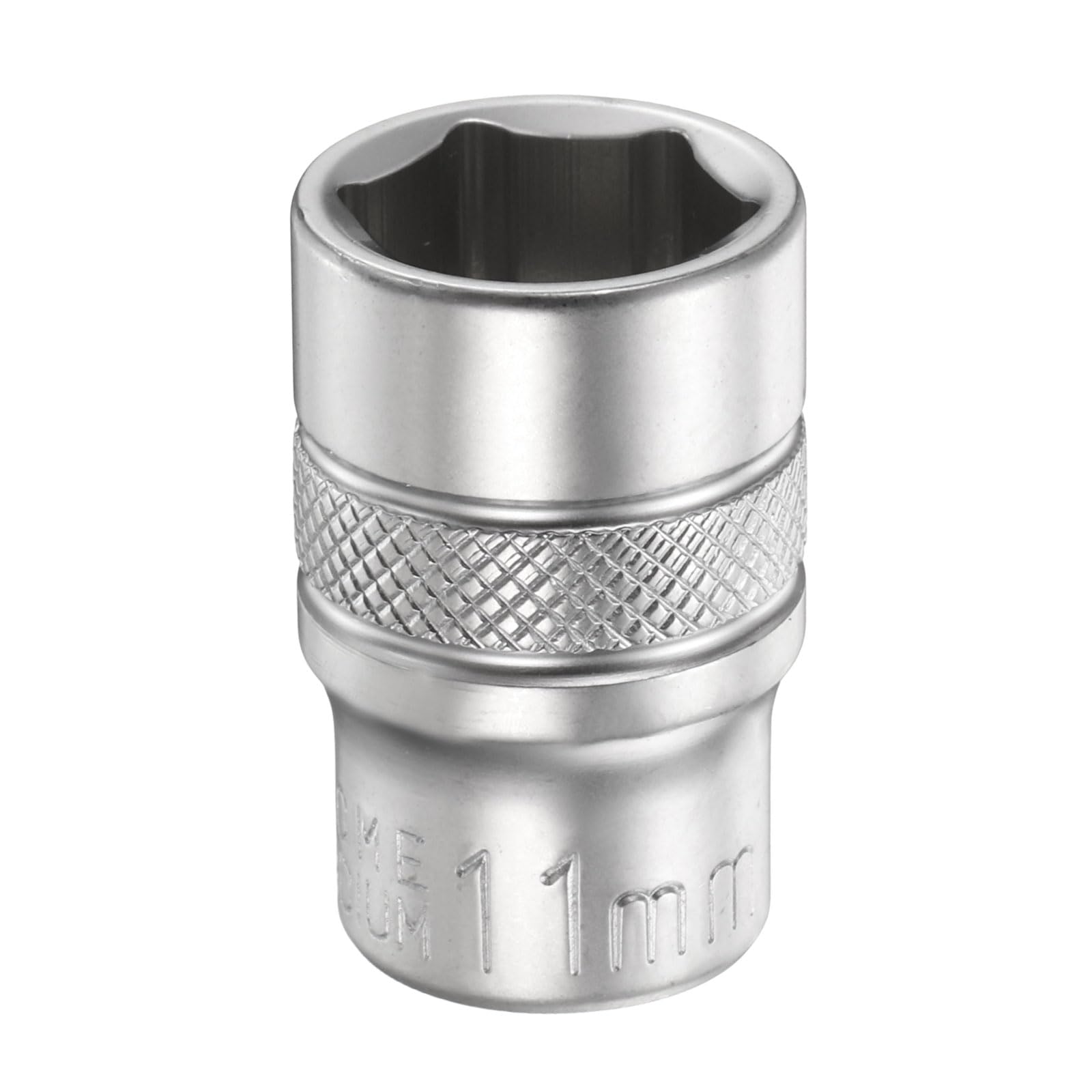 sourcing map 6 Points Deep Socket 1/4" Drive 11mm Deep Metric CR-V Steel Polished Nickel Plating Flip Sleeve 25mm / 1" Extra Long Socket Tool for Home Auto Nuts Bolts Repair