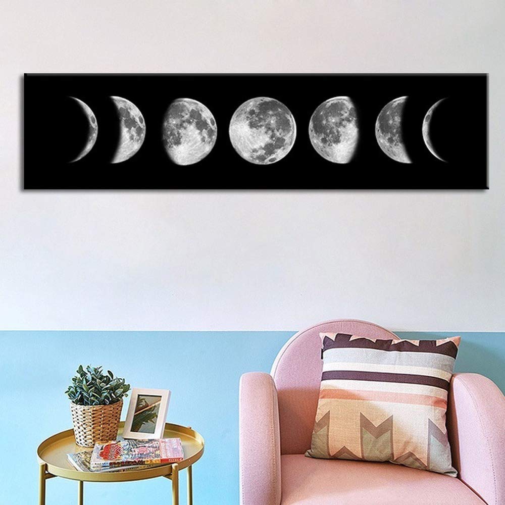 Affiche Phase de Lune Nordique 50x150 cm Toile Murale Moderne Abstraite