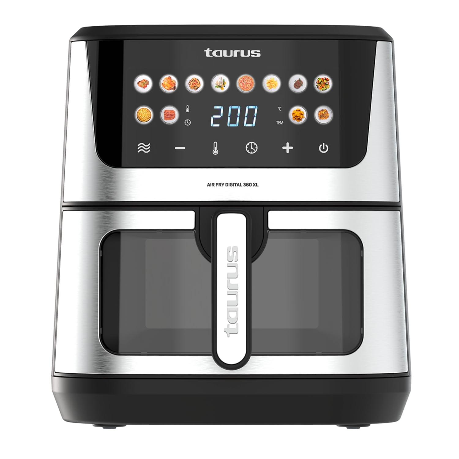 Taurus – Freidora aire Air Fry Digital 360 XL | 2100W | 8L | 12 programas | Pantalla táctil | Doble resistencia | Interior metálico | Precalentado | Libre de BPA y PFOA | Recetario online