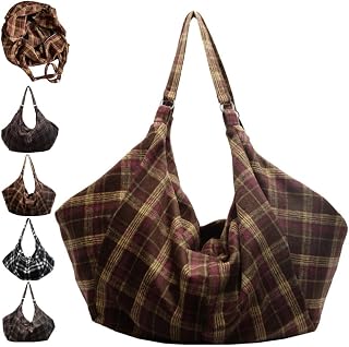 Vintage Slouchy Hobo Shoulder Bags, Large Capacity Y2k Plaid Tote Bag [並行輸入品]