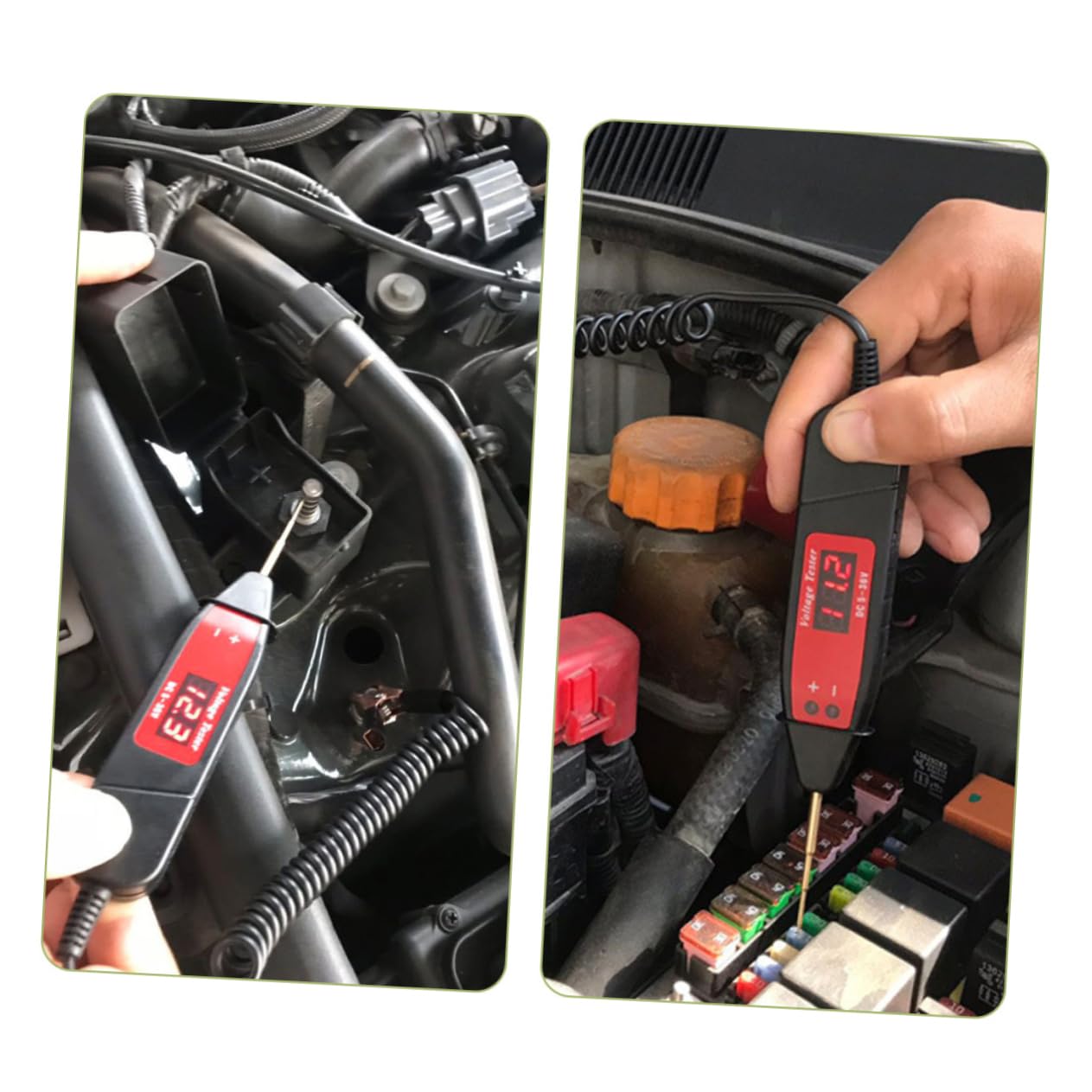 TOPBATHY 3 Pezzi Penna Tester Tensione Digitale per Auto Strumento Manutenzione Elettrica con Display LCD Cavo Estensibile e Prolunga per Controllo e Elettrici