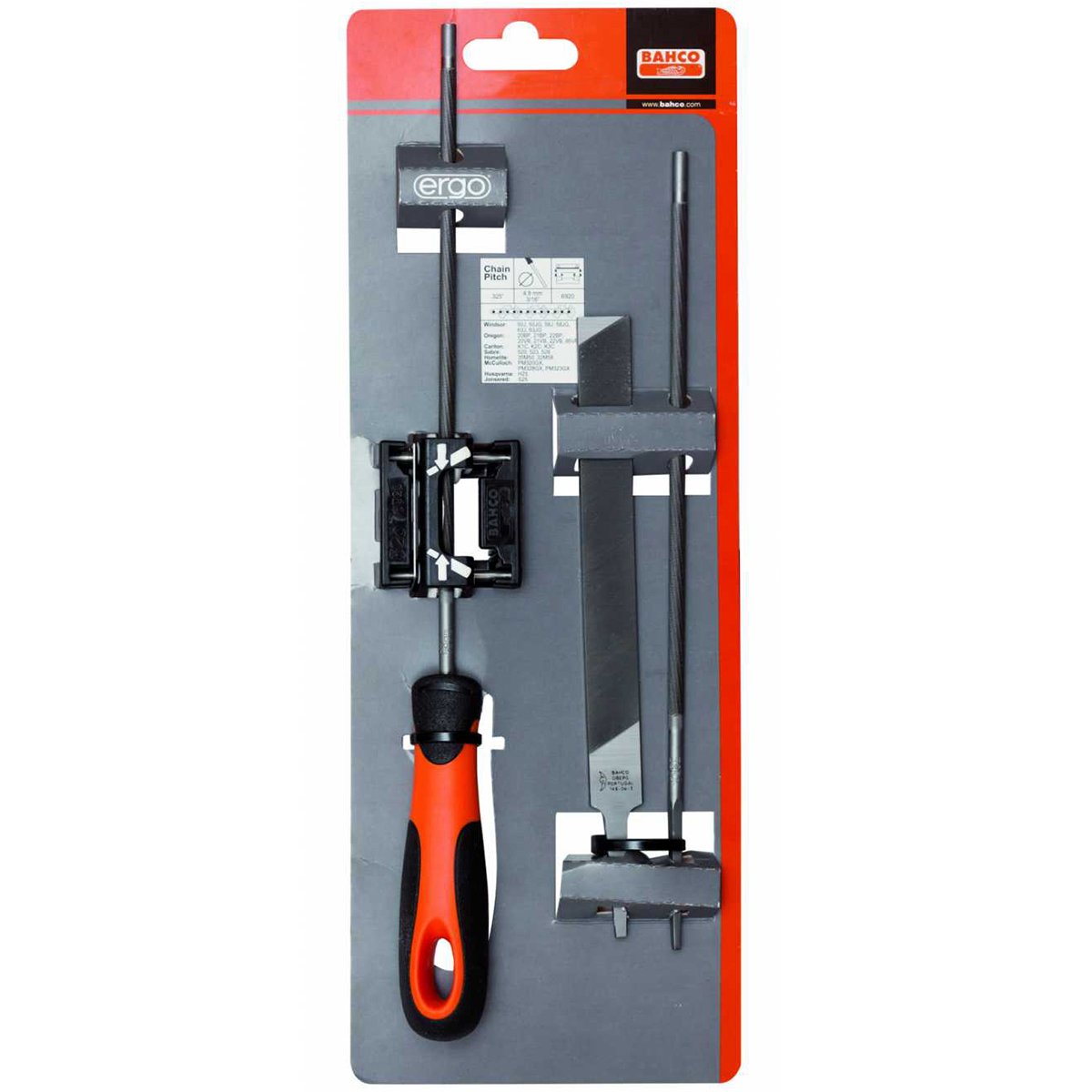Bahco Chain Saw Files Set Including Filing Guide 168-Combi-4.0-6922