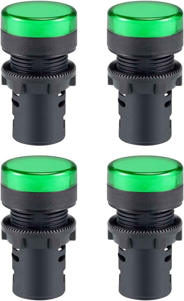 uxcell 4Pcs Green Indicator Light AC/DC 110V, 22mm Panel Mount, for Electrical Control Panel, HVAC, DIY Projects