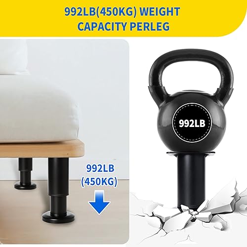 Miniatura 4 de Olldag 4 patas de soporte de muebles de altura ajustable con tornillos de 3.15 a 4.72 pulgadas, patas de repuesto de metal resistente para