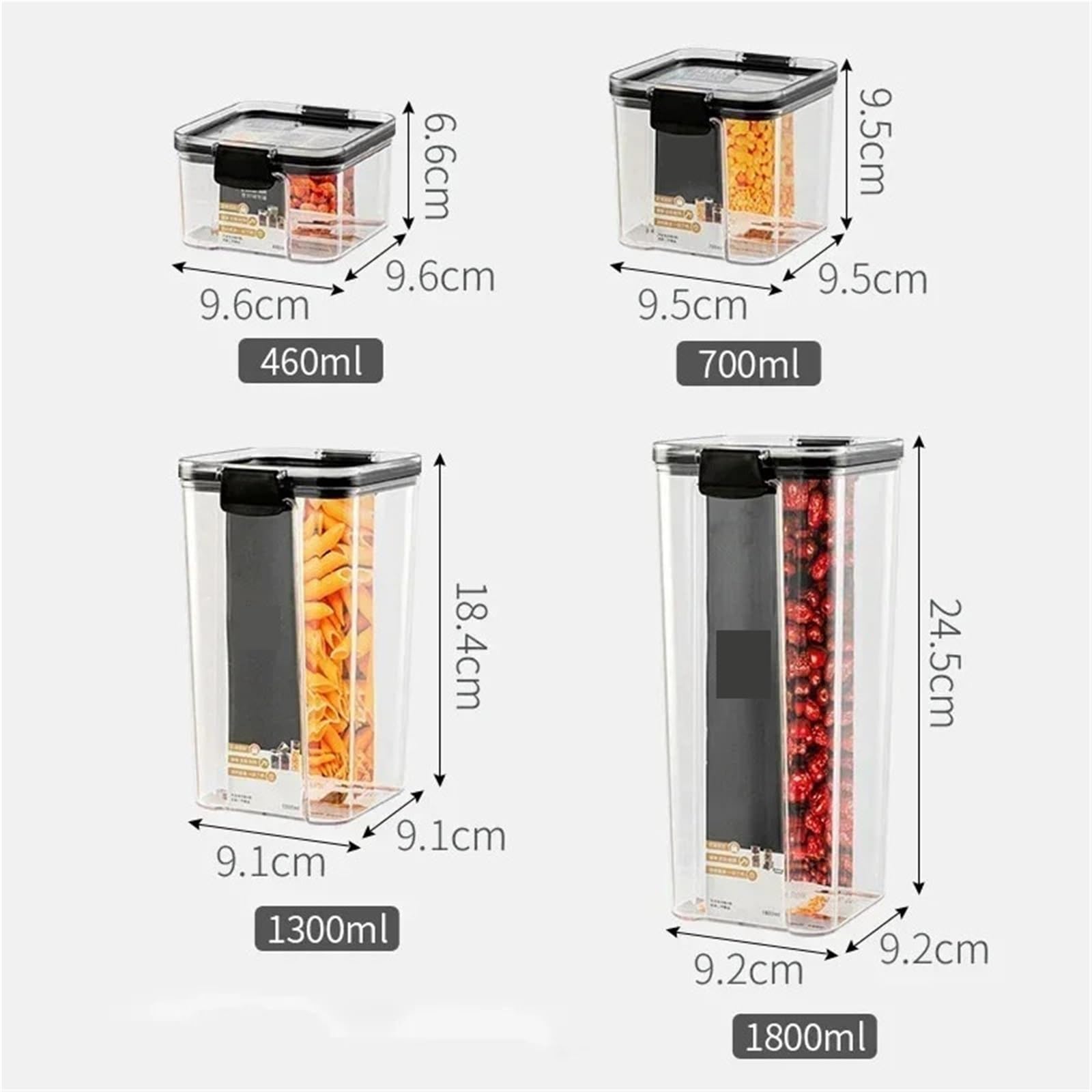 4 pezzi impilabili da cucina barattolo sigillato scatola di plastica for alimenti multicereali bottiglia serbatoio frutta secca contenitori for tè Per Biscotti