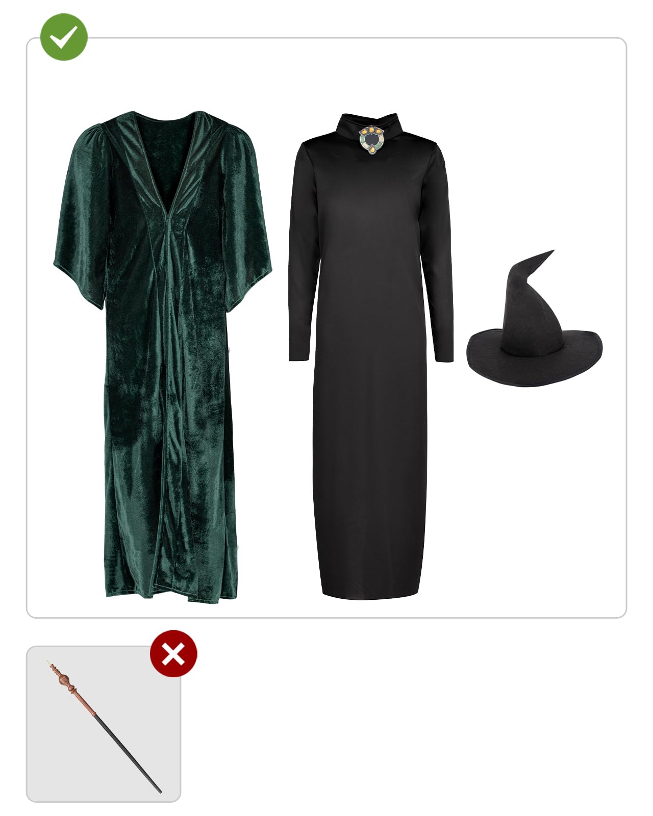 Funidelia Disfraz Oficial de Profesora McGonagall Harry Potter para Mujer con vestido, túnica y sombrero, Traje de Hogwarts para Adulto, Disfraces de Carnaval, Halloween y Fiestas – Talla L - XL
