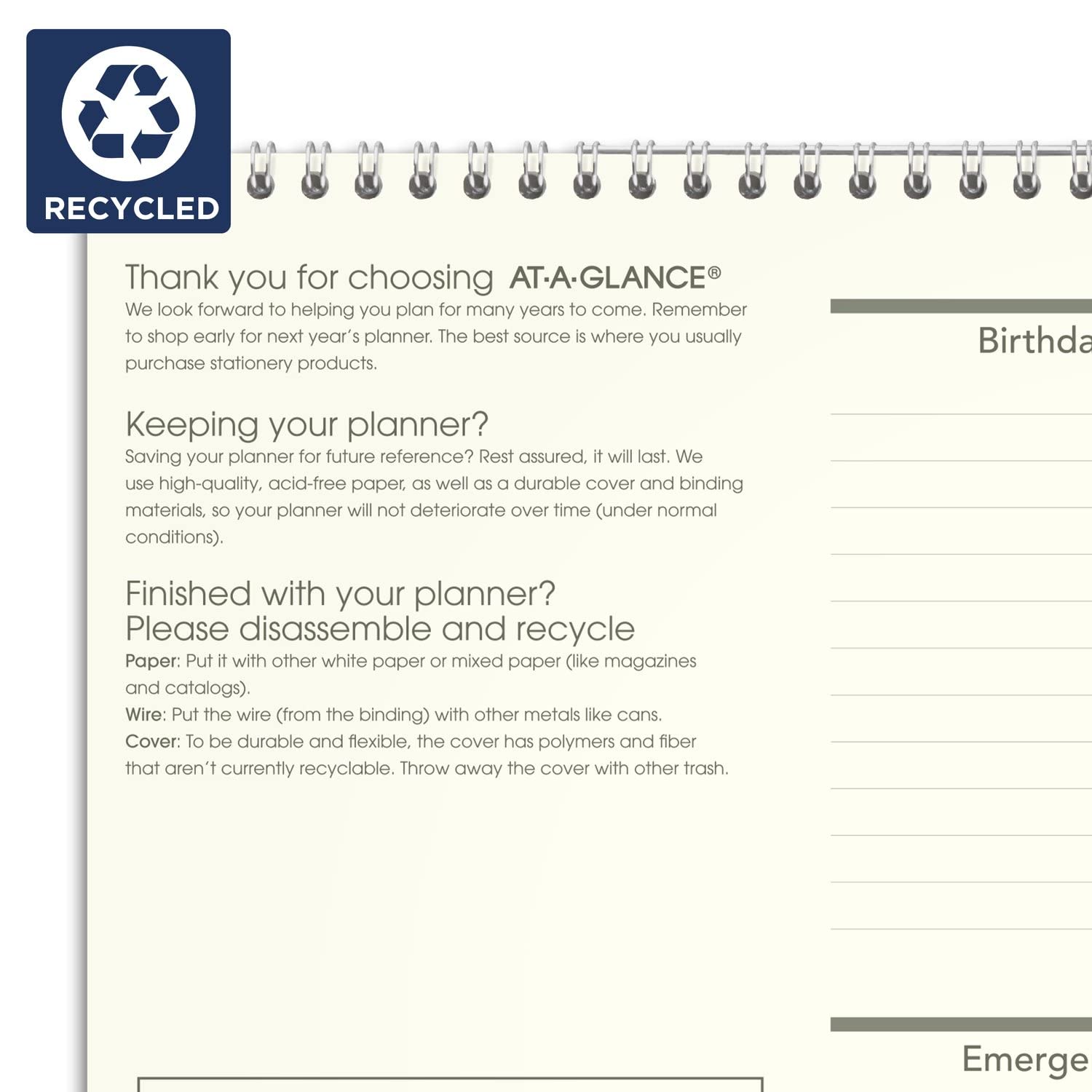 AT-A-GLANCE Calendario de pared 2024, 15 x 12 pulgadas, mediano, mensual, reciclado (PMG772824)