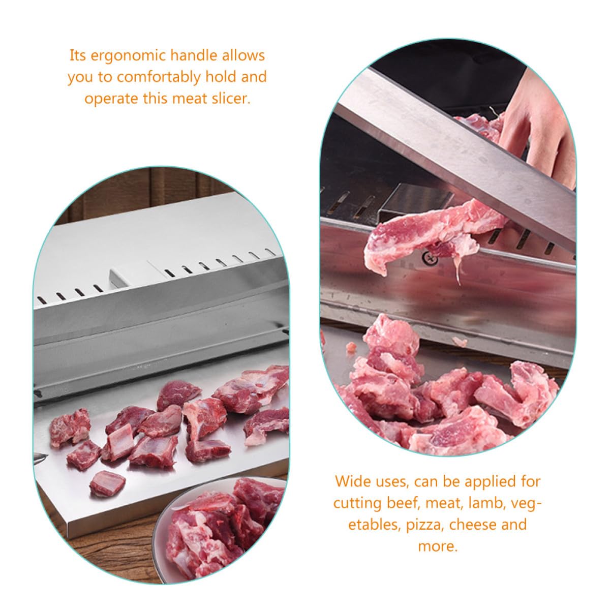 Trancheuse à Viande Manuelle en Acier Inoxydable Outil Polyvalent pour Côtes Poulet et Poisson Coupe-Viande Réglable pour Usage Domestique Découpe Viande Légumes
