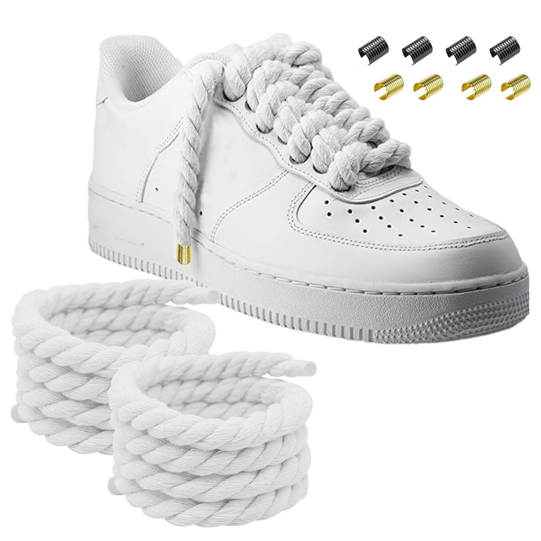 Lacets Corde Pour Air Force 1 - 2 Paires 8mm, 140cm, Coton Premium, Style Sneakers Personnalisable - 3