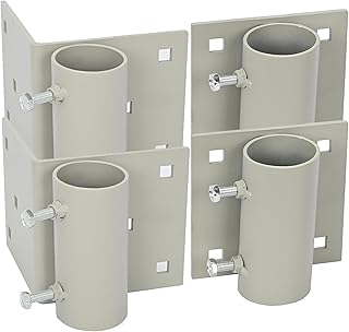 tonchean 4 Pack Stationary Dock Side Leg Pipe Holder, Heavy Duty Floating Docks Corner Brackets Hardware Boat Dock Guards Galvanized Pipe Holder for Pole, 7/16" Hole for 3/8" Carriage Bolt