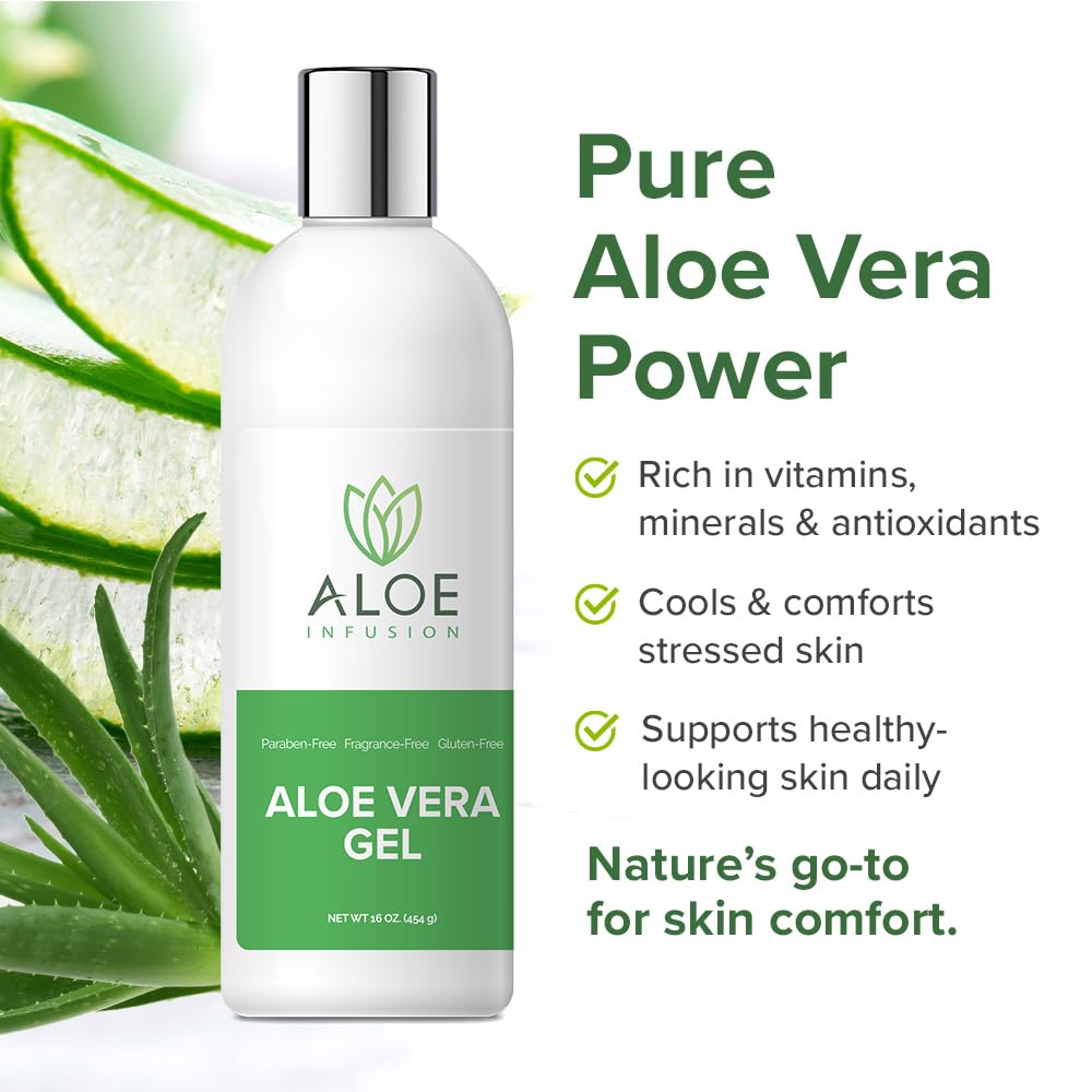 Aloe Infusion Aloe Vera Face & Body Cream – Natural Moisturizer for Dry, Sensitive & Irritated Skin – Hydrating, Non-Greasy Lotion with Shea Butter & Manuka Honey – After-Sun Care & Eczema Cream, 16oz - Image 4