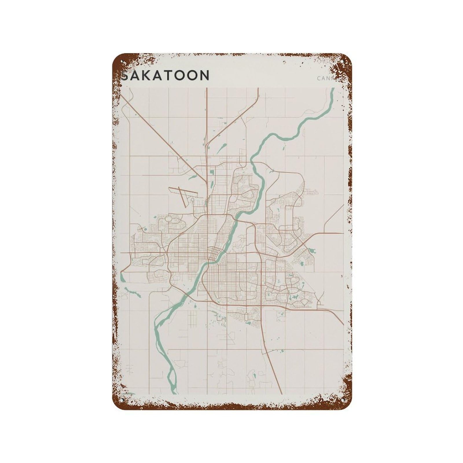 xiaoxiaoshen Saskatoon Map City Decor Canada Saskatchewan Wall Decor Art Metal Tin Poster Modern Home Decor Art Home Bar Shop Decorations Vintage Sign 30x20cm