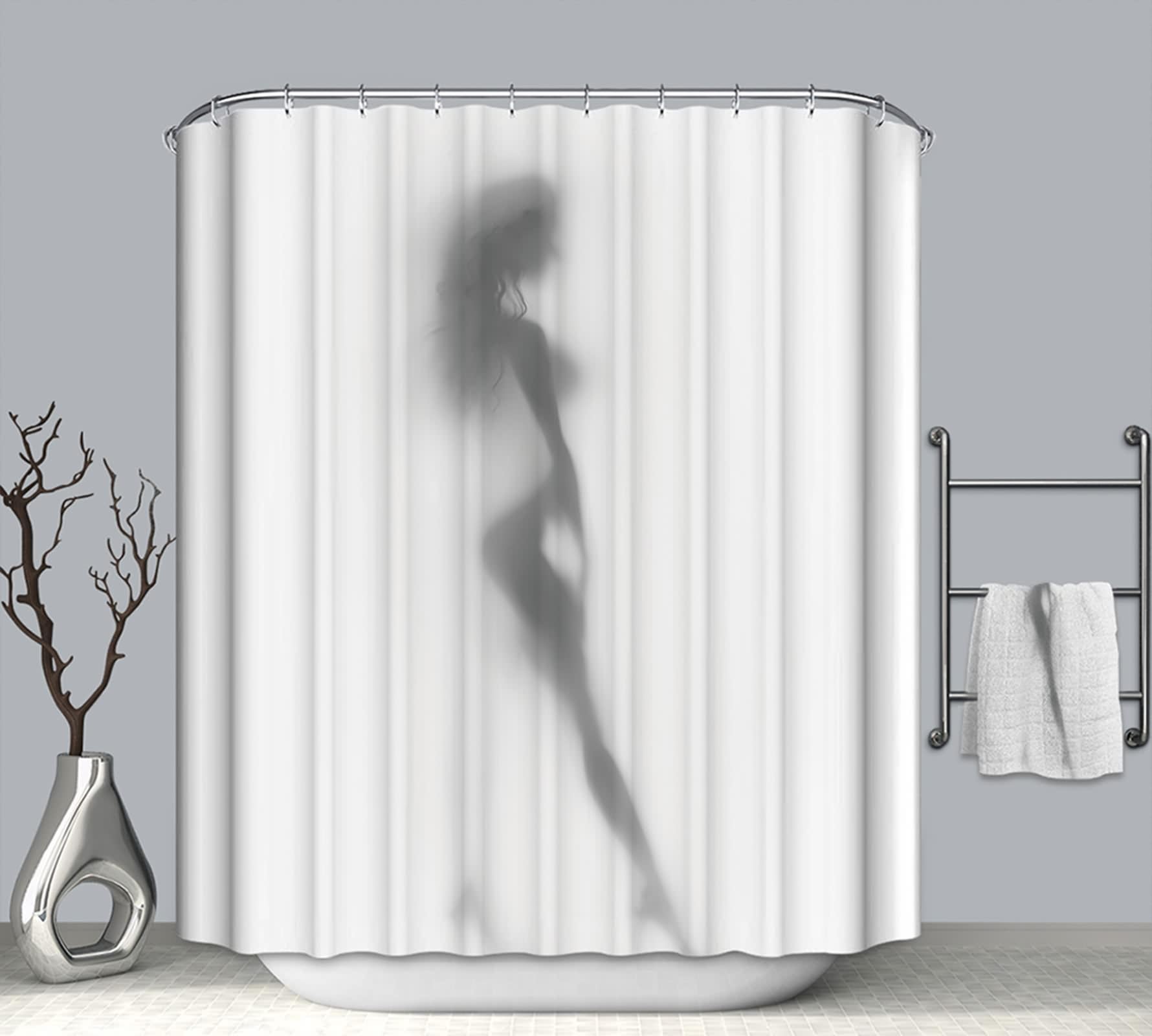 Rideau de douche anti-adhérence à ourlet renforcé pour grande douche
