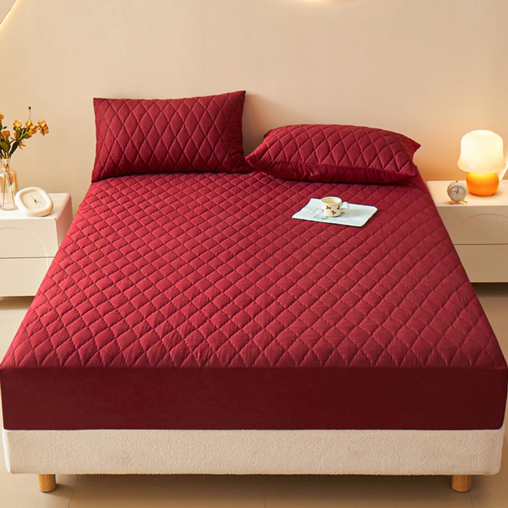 Matratzenschoner Atmungsaktiver,weicher Matratzenschutz Wasserdichtes,rutschfestes Und Staubdichtes Spannbettlaken Schutzauflage In Hotelqualität-Black||200 * 220cm(3-Piece Set)
