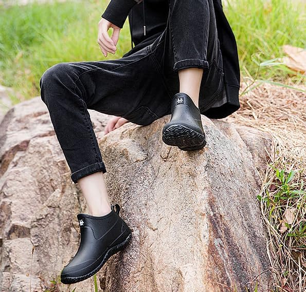 Women's Waterproof Ankle Rain Boots | Slip-On with Anti-Slip Sole, Ideal for Garden, Kitchen & Outdoor Wet/Rainy Days