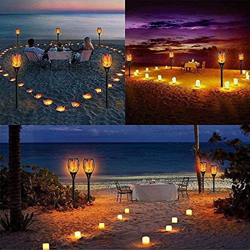 Globex Plastic Solar Lights for Home Waterproof Flickering Flames Torches Outdoor Landscape Lights for Decoration for Garden (12 Led, Pack of1)
