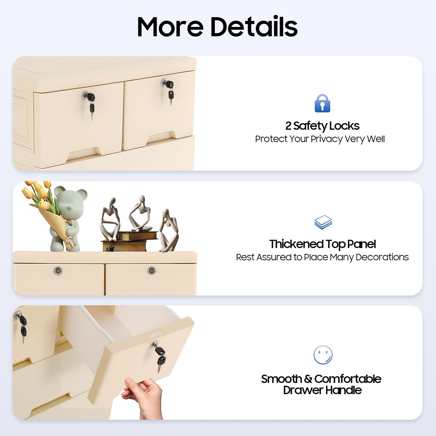 Plastic Drawers Dresser, 5 Layers Storage Cabinet with 6 Drawers,Closet Drawers Plastic Tall Dresser Organizer with 4 Wheels for Clothes, Playroom, Bedroom Furniture (Off White)