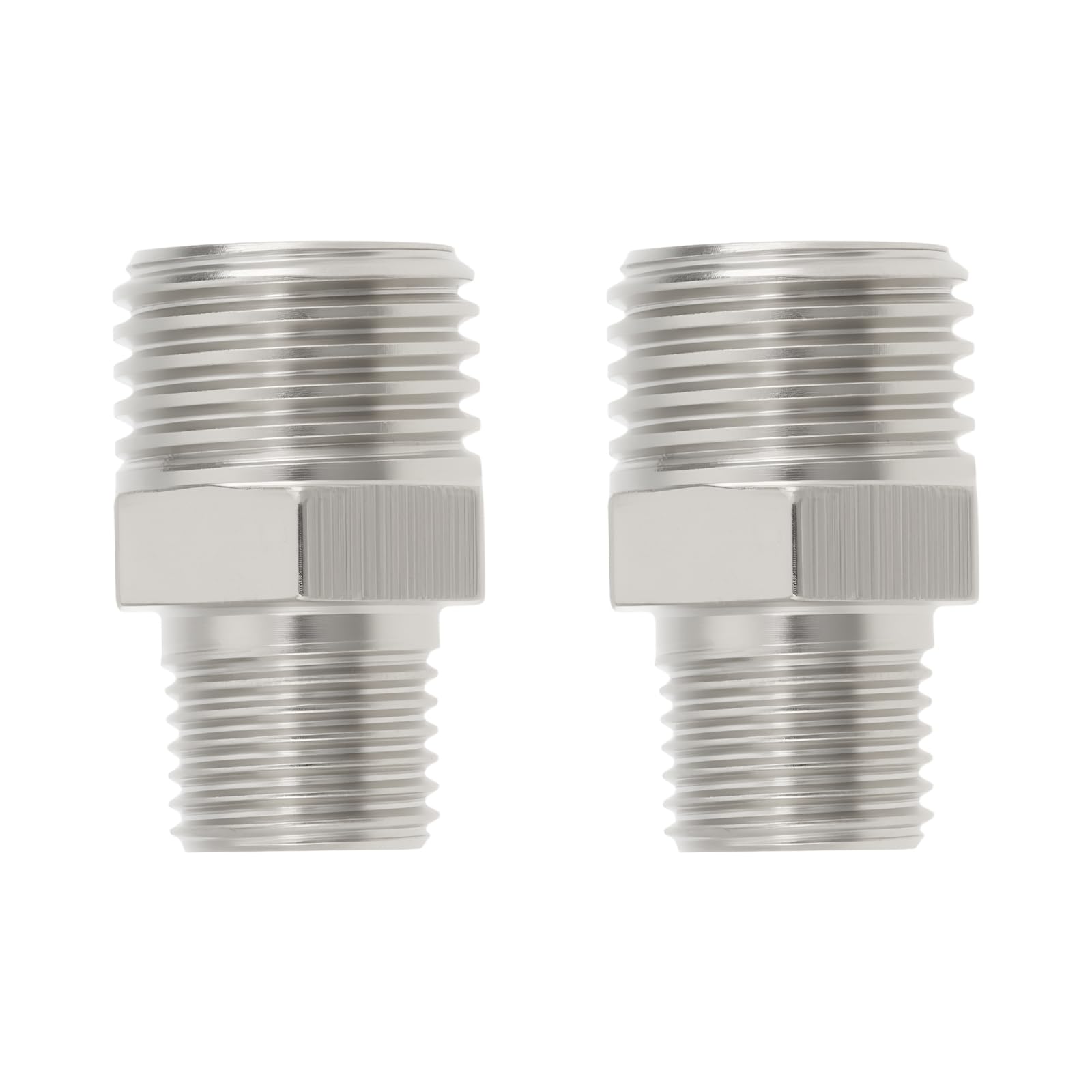 Briny River 2pcs 1/4 BSP Male to M10 x 1 Male Reducer for Pneumatic Systems Hydraulic Systems Nickle Plated Brass