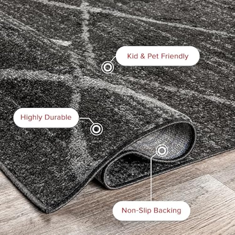 Nuloom Thigpen Charcoal/Grey, 7'6 x 9'6, Soft and Cozy, High Traffic, Stain Resistant, Easy Clean, Non-Shed, Durable Area Rug for Bedroom, Living Room, Dining Space, Den, Foyer, Entryway