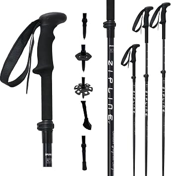 Zipline Ski Graphite Hybrid Trekking Poles for Hiking Lightweight, Durable Poles with Soft EVA Handles and Quick Adjustable Lock System