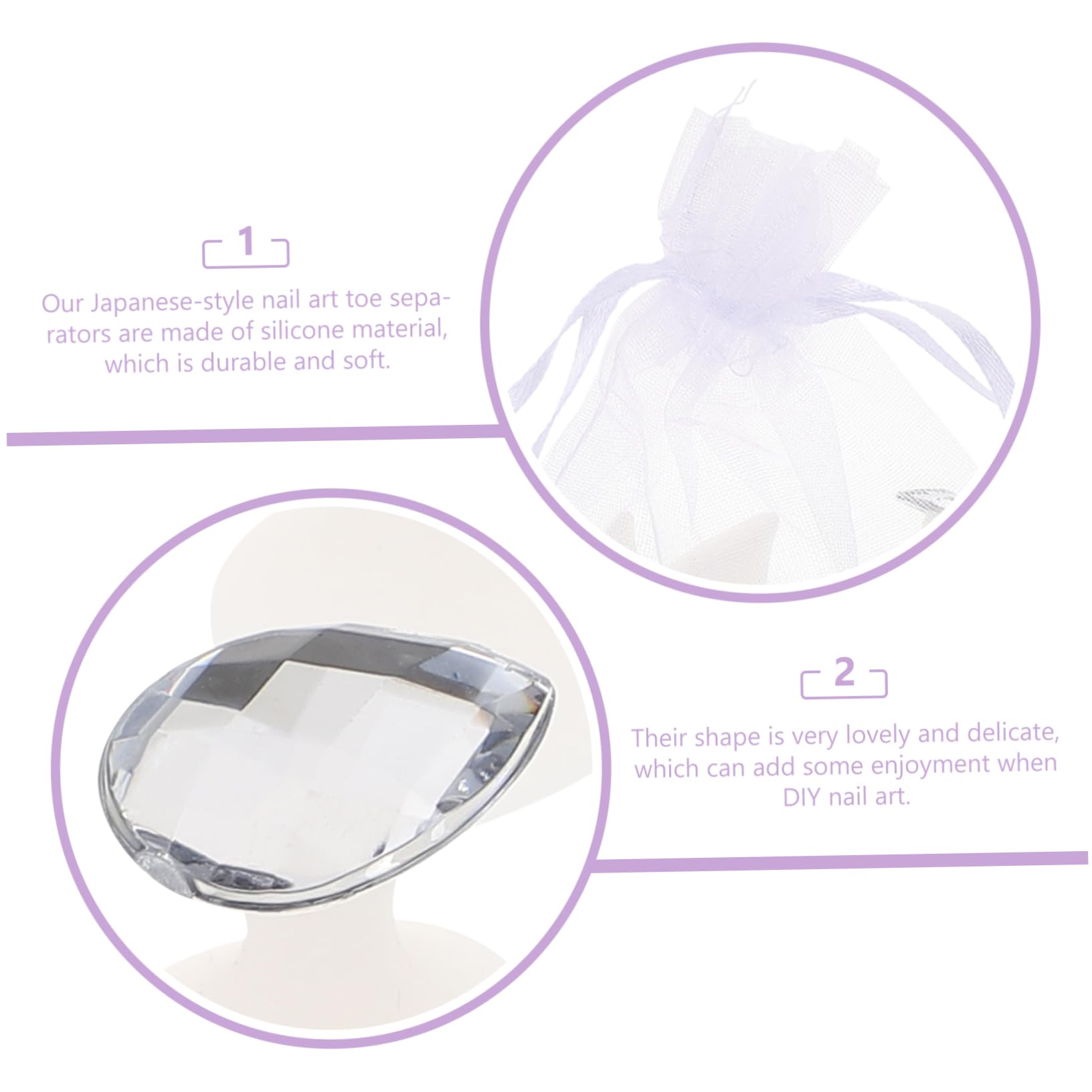 NOLITOY 16Pcs Silicone Toe Separators for Nail Art Japanese Style Toe Spacers Comfortable Durable Design for Pedicures and Home Use for Nail Salons and Personal Care