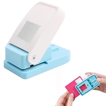 1.5X1.2 inch Rectangular Postage Stamp Puncher | Rectangle Lever Action Stamp Punch for Paper Crafting Scrapbooking DIY Card Making Arts Crafts Supplies