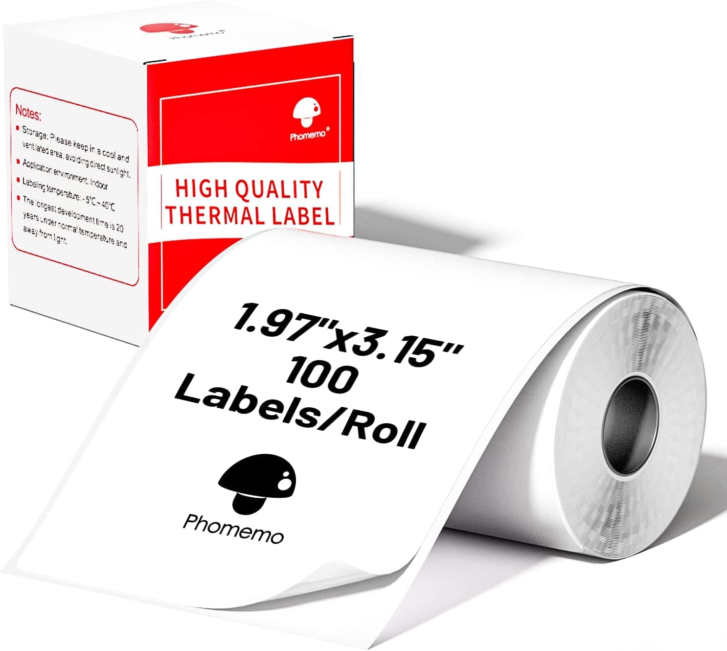 PhomemoThermal Labels- Sticker Label for M110/M221/M220/M120/M200 Label Printer,1.97"x3.15"(50x80mm),100 Labels/Roll, Black on White