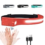 EGUKU Headlamp Rechargeable, Rechargeable LED Headlamps 1200Lumens 2 COB 230Wide Beam Headlight with Motion Sensor Bright 5 Modes Lightweight Waterproof Head Lamp for Outdoor Running, Camping Hiking