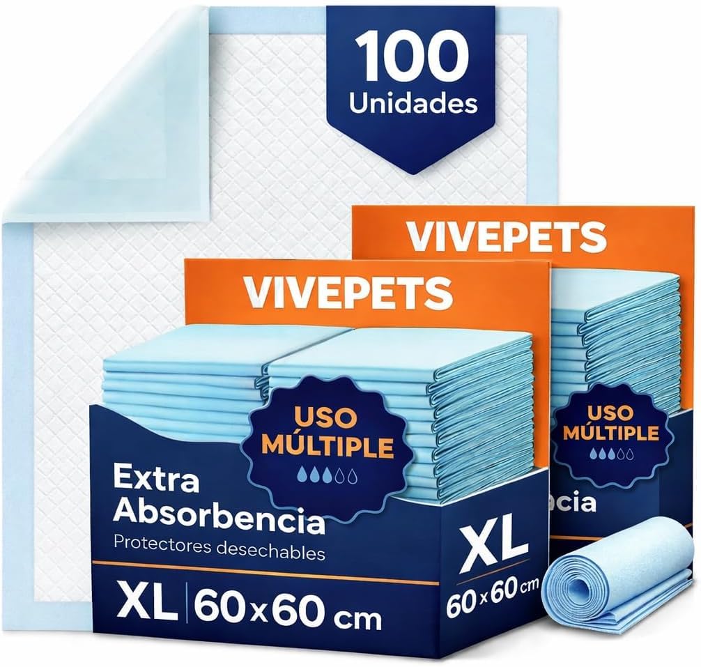 Empapadores Perros 60x60 cm 100 Uds 6 Capas Desechables - Empapadores Perro Adiestramiento Perros Cachorros - Empapadores Desechables - Resguardos para Cães