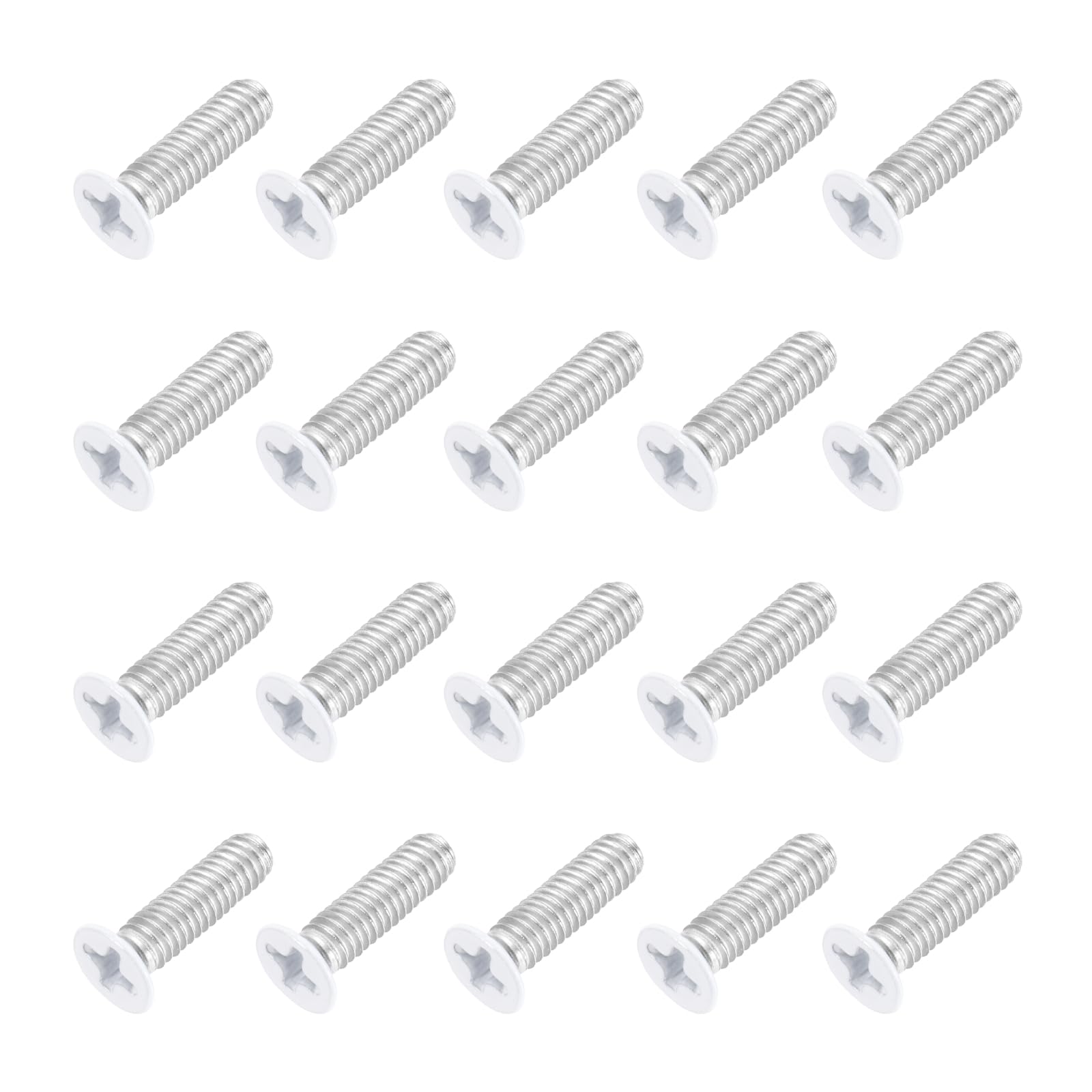 MECCANIXITY M4 x 14mm Flat Countersunk Head Machine Screws 304 Stainless Steel Full Thread Phillips Drive Cross Screw for Furniture Connection Electrical Appliances (White, Pack of 20)