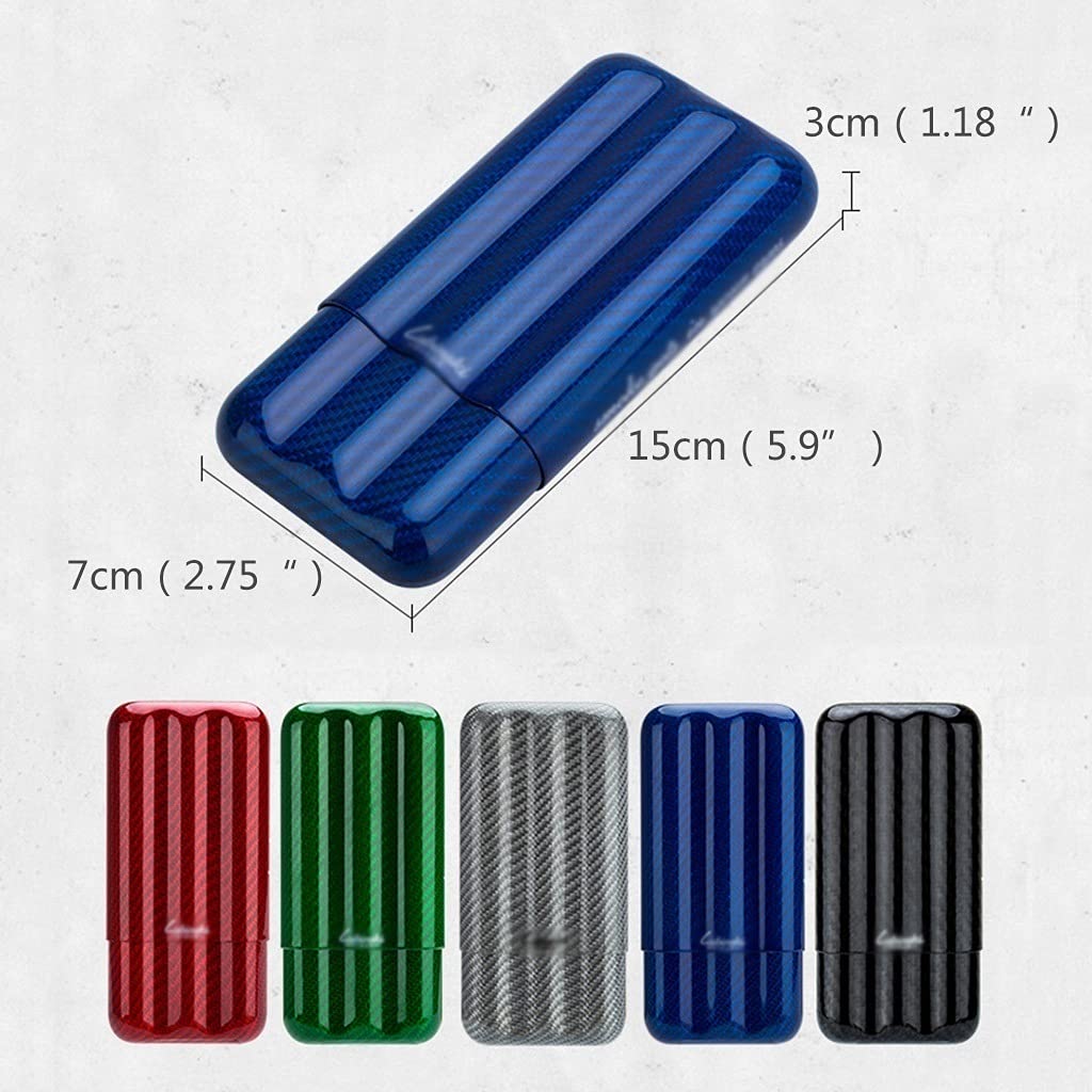 Scatola per sigari Humidor Porta sigari Portatile Humidor Tubo per sigari da Viaggio a 3 Dita Porta sigari in Fibra di Carbonio Set Regalo per sigari 15X7X3Cm