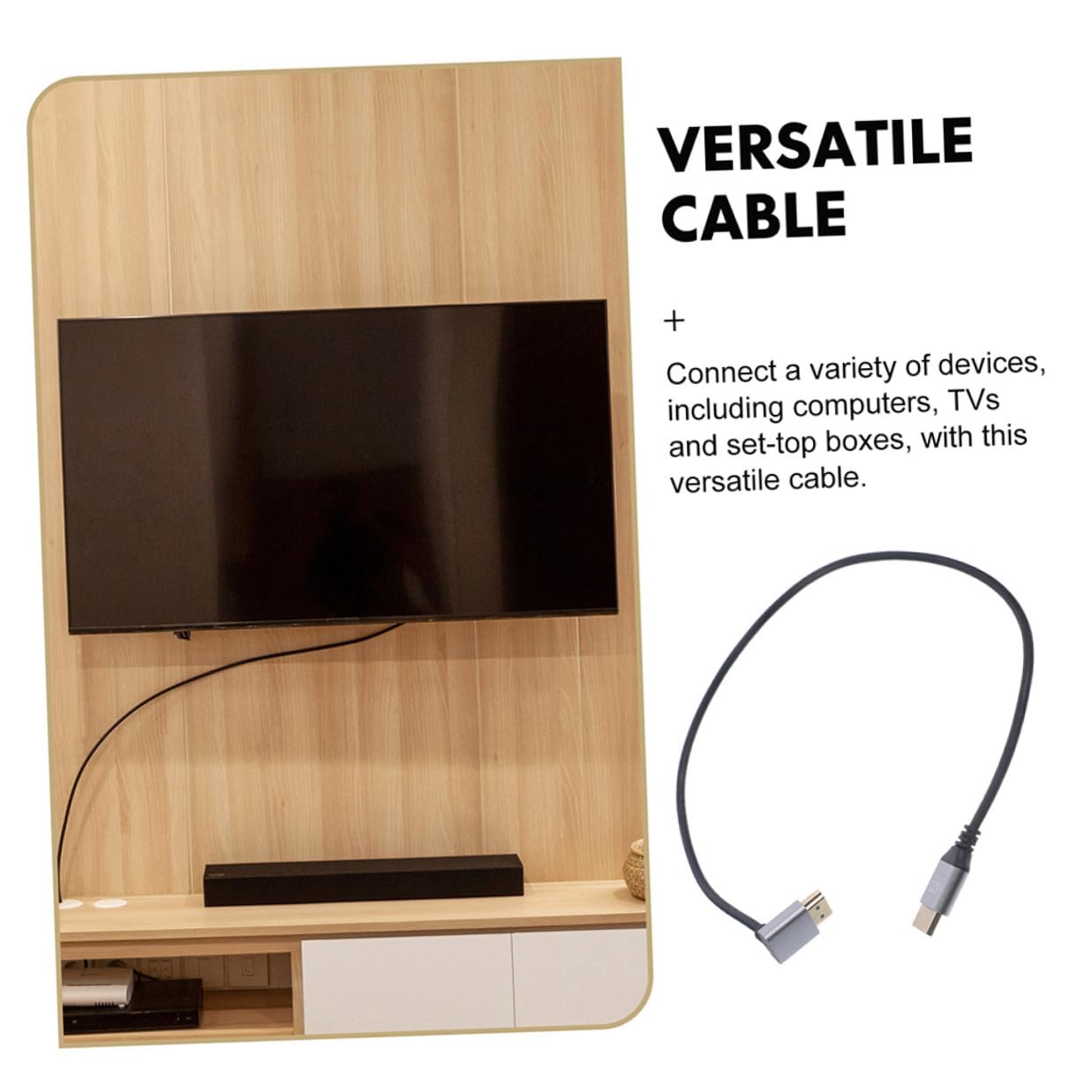 SECFOU 8k High-Definition Video Cable Downward Angle 1-Meter, Male to Male Tv Coupler, Monitor and Laptop Connector for Computer, Projector, and Home Theater Accessories
