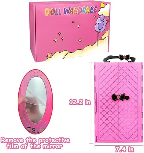 Miniatura 5 de BNUZEIYI 92 piezas de ropa y accesorios para muñecas con armario de muñecas para muñecas de 11.5 pulgadas, juego de muñecas de diseño de moda que