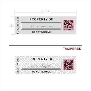 100pcs 1" x 3.35" Custom Printable Tamper Evident Security Asset Tags, TamperSeals Group