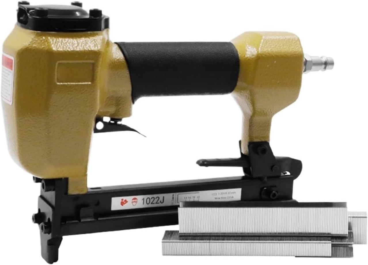 Pneumatic Stapler ，Powered Upholstery Stapler Pneumatic Upholstery Stapler 20Ga 1022J Air Nailer 10-22mm Length Staples Floor Roofing Framing Nail Gun