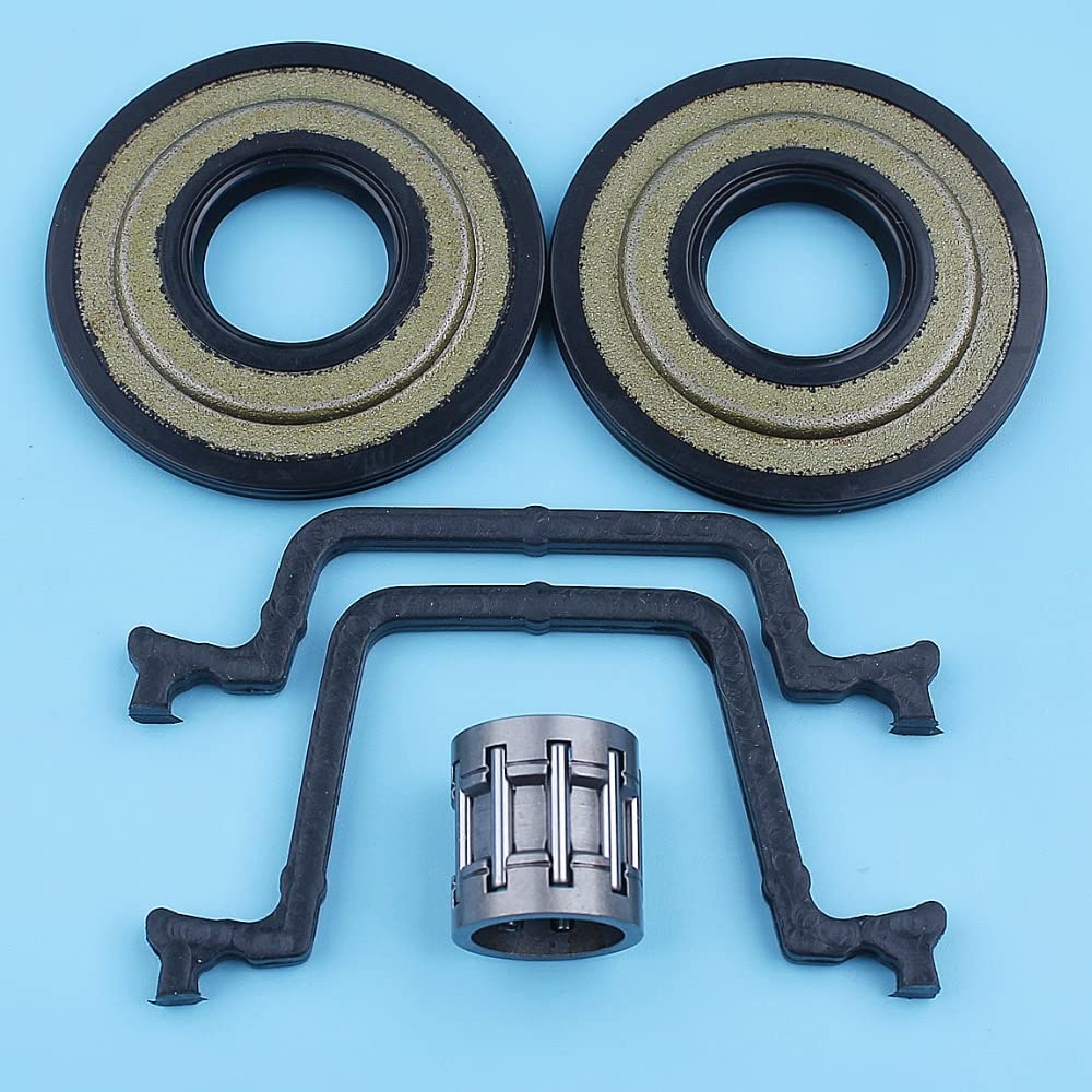 Crank Oil Seal Cylinder Gaskets Needle Bearing Kit Compatible with Husq-varna 450 Rancher 445e 445 450e II Chainsaw 544108701 544109201