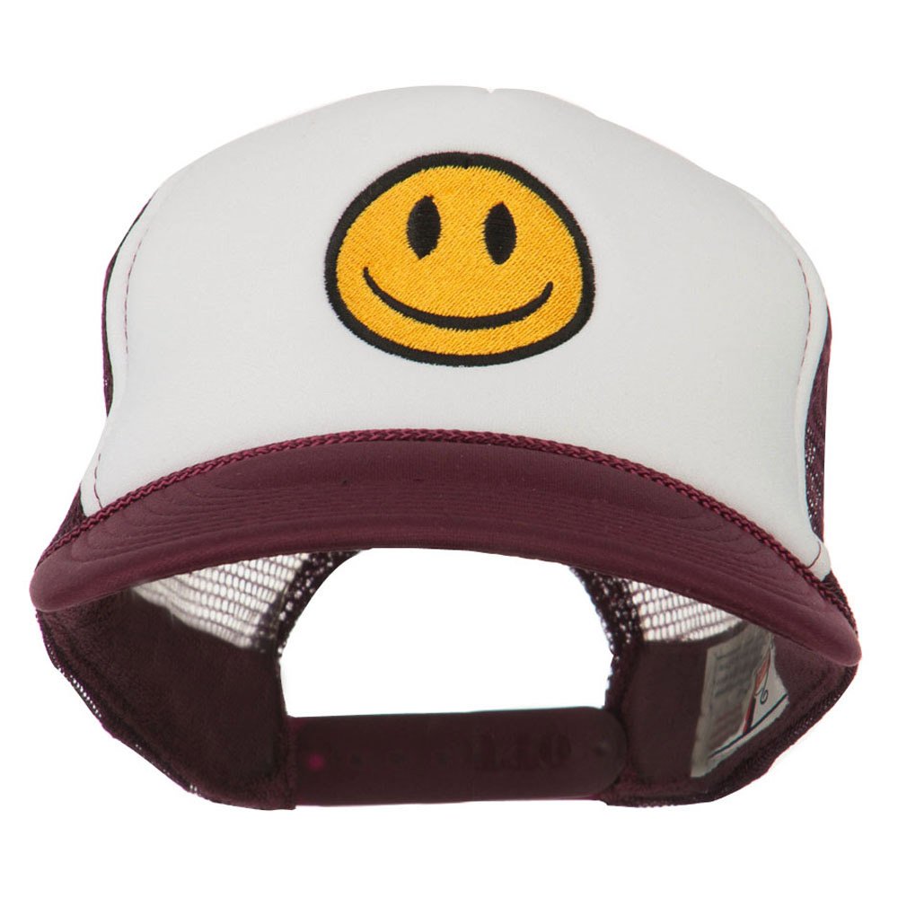 e4Hats.com Smile Face Embroidered Foam Mesh Back Cap
