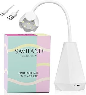 SAVILAND Flash Cure Lamp for Gel Nails - Big Chip 395nm Cordless Gel X Lamp 21W, Mini UV Light for Nails, Gooseneck UV Nail Lamp, Gel X Nail Kit, Quick Dry Nail Art Curing Lamp Professional Gel X