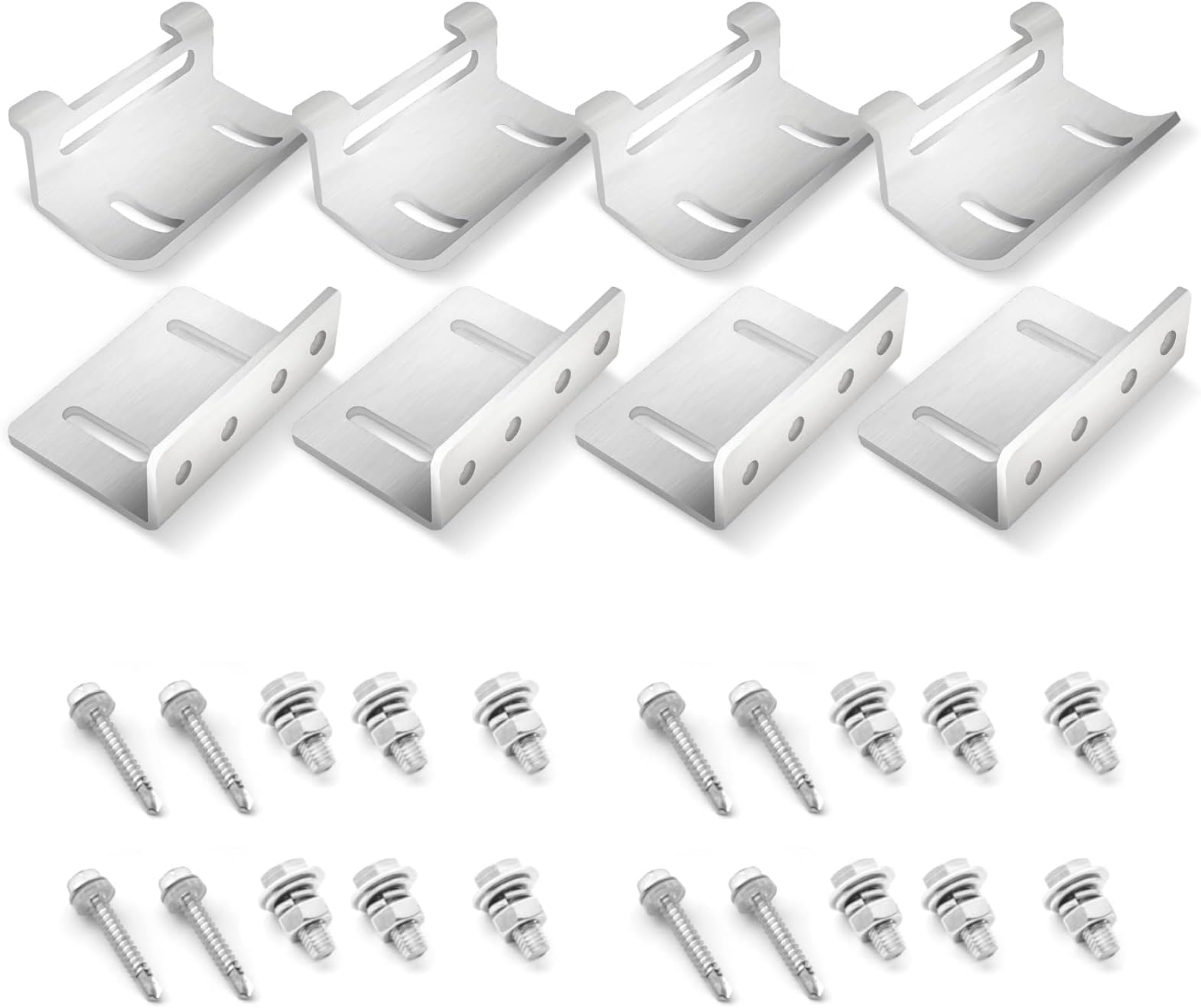 Solar Panel Mounting Curved Z Bracket with Nuts and Bolts Supporting for RV, Boat, Wall, Off Grid Roof Installation A Set of 4 Sliver Aluminum(1 Set)