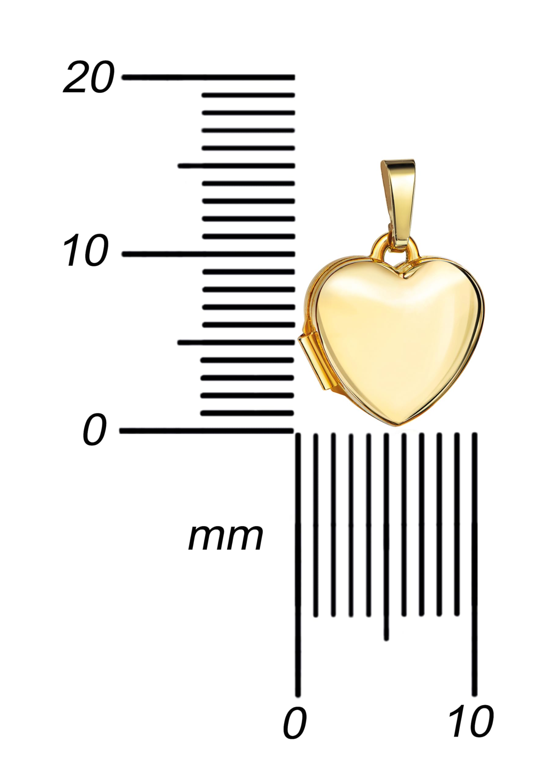 Kleiner Herz Anhänger Medaillon 333 Gold Herz-Amulett für 2 Bilder zum Öffnen für Damen mit Halskette und Schmuck-Etui